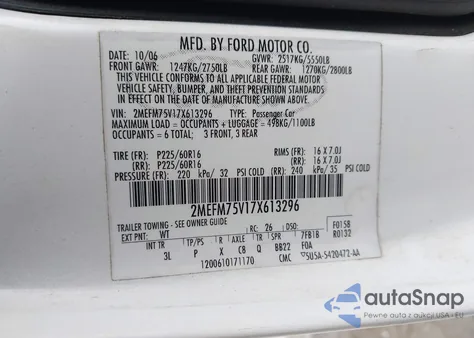 2007 Mercury Grand Marquis Ls from USA, damaged, VIN 2MEFM75V17X613296